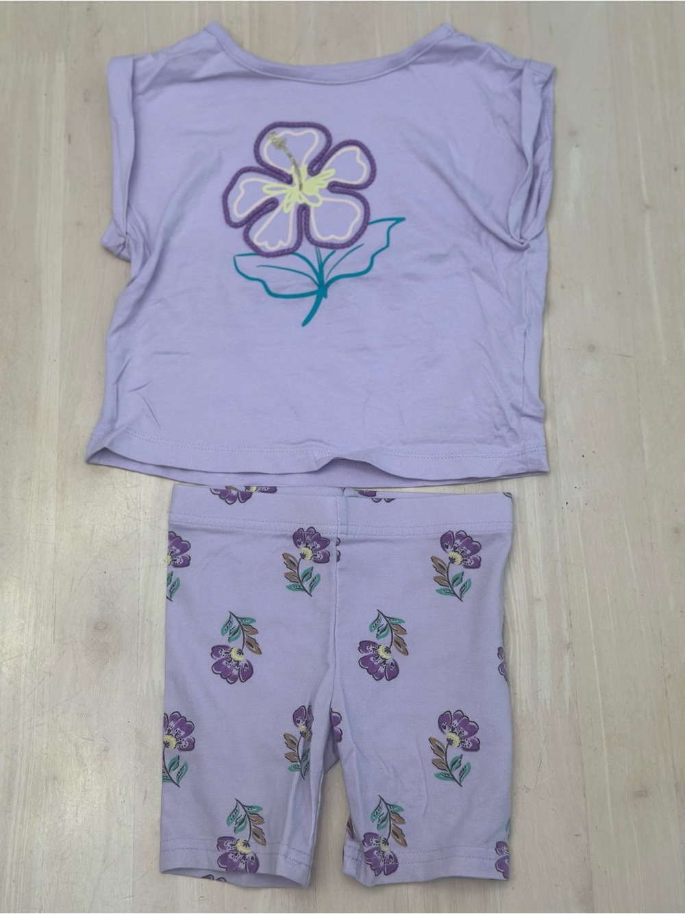 Carter’s Purple Flower 2-Piece Top & Bike Shorts Set